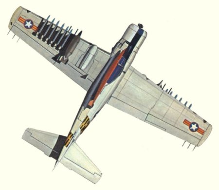 Plan d'un Skyraider A-1H (origine : Fighters, encyclopaedia of world aircraft - Kenneth Munson)