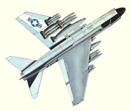 Plans d'un A-7A Corsair (origine : Fighters, encyclopaedia of world aircraft - Kenneth Munson)