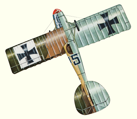 Plan d'un chasseur Albatros D.II (origine : Fighters 1914-1919 - Kenneth Munson)