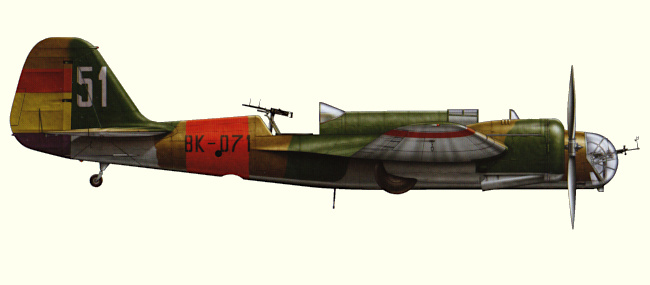 Vue d'un Tupolev SB des Forces Républicaines (origine : Air War over Spain - Rafael A. Permuy López)