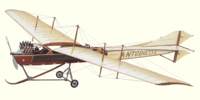 Vue d'un monoplan Levavasseur Antoinette VII (document d'origine : The Complete Encyclopedia of Flight 1848-1939)