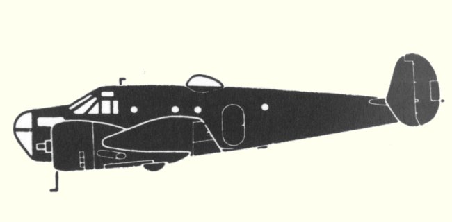 Plan d'un Beechcraft AT-11 Kansas (origine : Jane's fighting aircraft of World War II)
