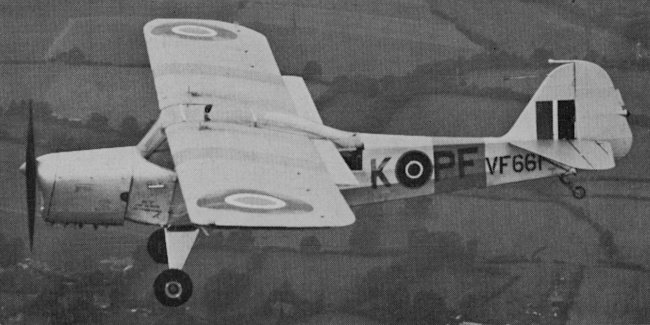 Vue d'un Auster A.O.P.6 (photo : Aircraft of the Royal Air Force 1918-57 - Owen Thetford)