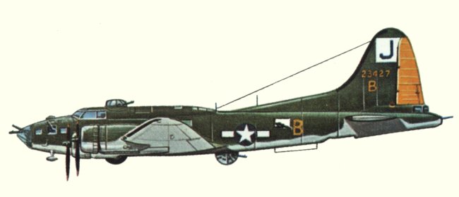 Vue d'un B-17F-60-DL américain (origine : Bombers 1939-1945 - Kenneth Munson)