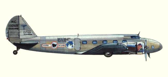 Vue d'un Boeing 247D (origine : Airliners between the wars 1919-1939 - Kenneth Munson)