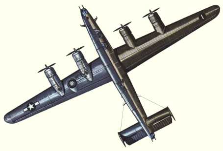 Plan d'un B-24J-95-CO (origine : Bombers 1939-1945 - Kenneth Munson)