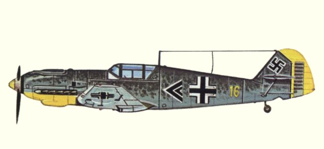 Vue d'un Bf 109E-4 (origine : Fighters 1939-1945 - Kenneth Munson)