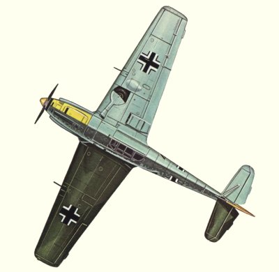 Plan d'un Bf 109E-4 (origine : Fighters 1939-1945 - Kenneth Munson)
