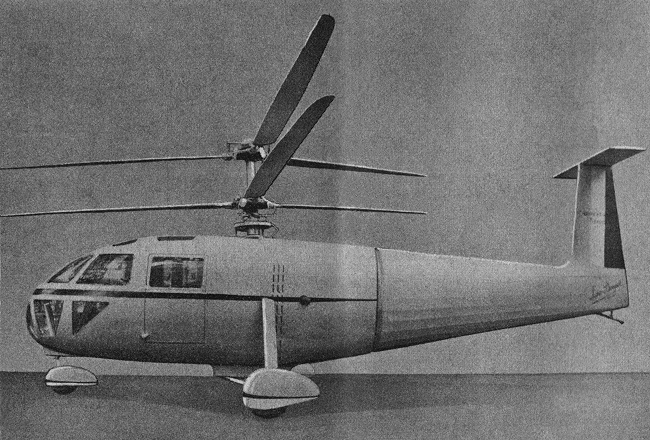 Vue d'une maquette de l'hélicoptère Breguet G.IIE Gyroplane (photo : Science et Vie, février 1947)