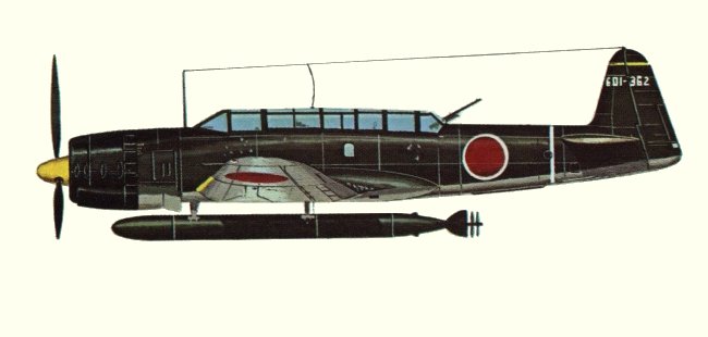 Vue d'un C6N1-1B Saiun (origine : Bombers 1939-1945 - Kenneth Munson)