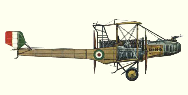 Vue d'un Caproni Ca.5 (Ca.46) (origine : Bombers 1914-1919 - Kenneth Munson)