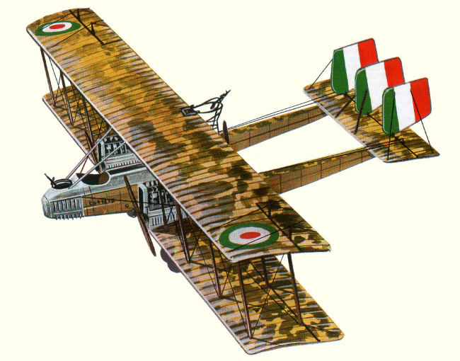Vue d'un Caproni Ca.5 (plan d'origine : Encyclopédie des Avions Militaires du Monde)