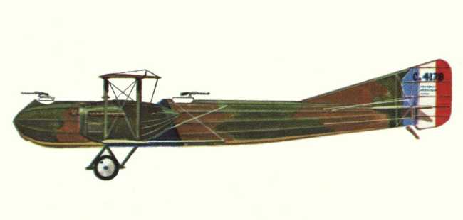 Vue d'un biplan Caudron R.11 (origine : Bombers 1914-1919 - Kenneth Munson)
