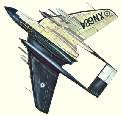 Plan d'un Sea Vixen F.A.W.2 (origine : Fighters, encyclopaedia of world aircraft - Kenneth Munson)