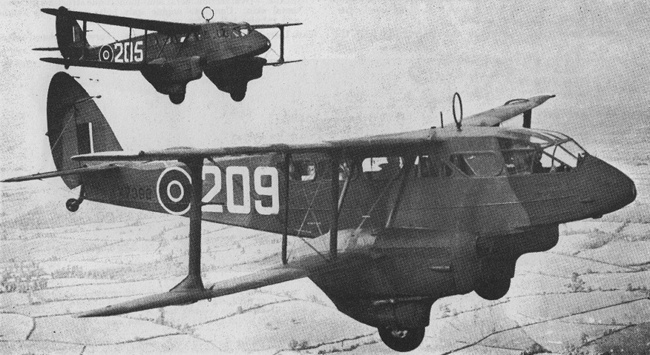 Vue d'un de Havilland D.H.89 Dominie Mk. II (photo : Jane's fighting aircraft of World War II)