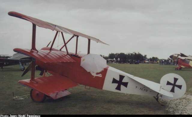 Vue d'une réplique de Fokker Dr.I (photo : JN Passieux, meeting de la Ferté-Alais 2001)