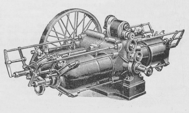 Vue d'un moteur Dutheil-Chalmers quatre cylindres (photo : Gallica - La Revue aérienne)