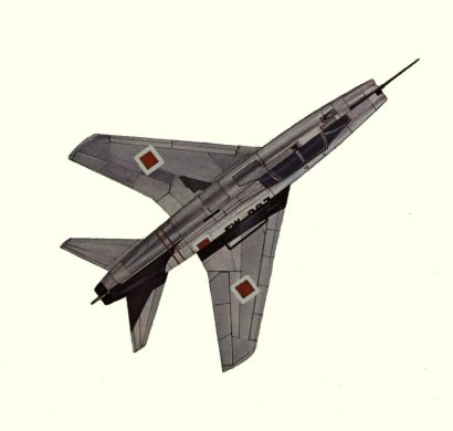 Plan d'un F-100F Super Sabre (origine : Fighters, encyclopaedia of world aircraft - Kenneth Munson)