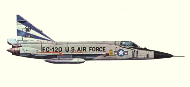 Vue d'un F-102A (origine : Fighters, encyclopaedia of world aircraft - Kenneth Munson)