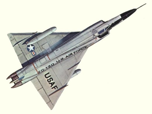 Plan d'un F-102A (origine : Fighters, encyclopaedia of world aircraft - Kenneth Munson)