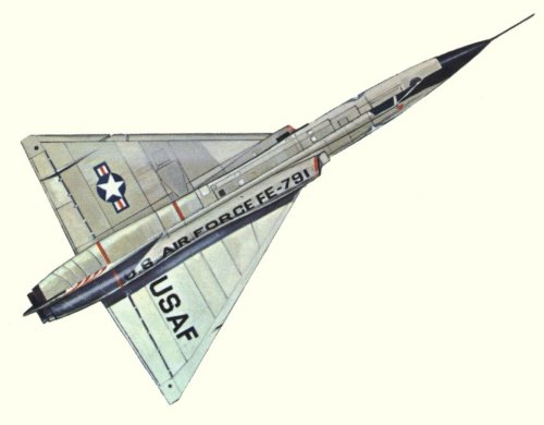 Plan d'un F-106A (origine : Fighters, encyclopaedia of world aircraft - Kenneth Munson)