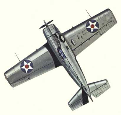 Plan d'un F4F-3 Wildcat (origine : Fighters 1939-1945 - Kenneth Munson)