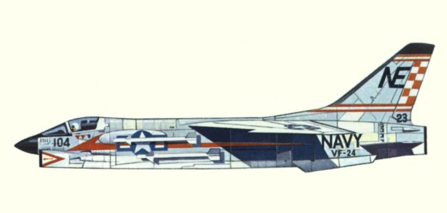 Vue d'un Crusader F-8C (origine : Fighters, encyclopaedia of world aircraft - Kenneth Munson)