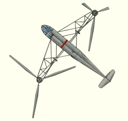 Plan d'un Focke-Achgelis Fa 223 (origine : Helicopters and other Rotorcraft since 1907 - Kenneth Munson)