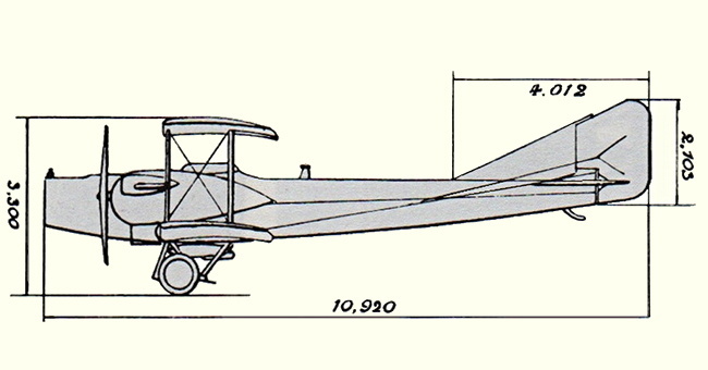 Plans d'un Farman F.50 (plan d'origine : Jane's fighting aircraft of World War I John W.R. Taylor)