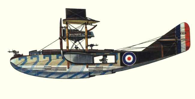 Vue d'un hydravion Felixstowe F.2A (origine : Bombers 1914-1919 - Kenneth Munson)