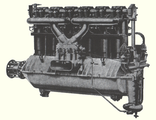 Vue d'un moteur Fiat A-12 (photo : Jane's fighting aircraft of World War I John W.R. Taylor)