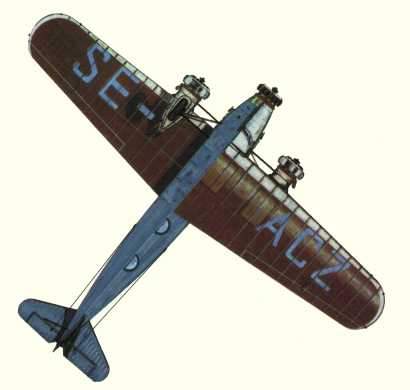 Plan d'un Fokker F.XII (origine : Airliners between the wars 1919-1939 - Kenneth Munson)