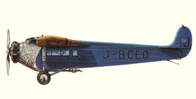 Vue d'un Fokker Super Universal (origine : Airliners between the wars 1919-1939 - Kenneth Munson)
