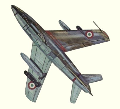 Plan d'un G.91 R/1 (origine : Fighters, encyclopaedia of world aircraft - Kenneth Munson)