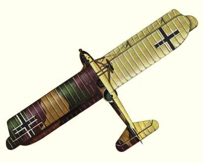 Plan d'un biplan Halberstadt C.V (origine : Bombers 1914-1919 - Kenneth Munson)