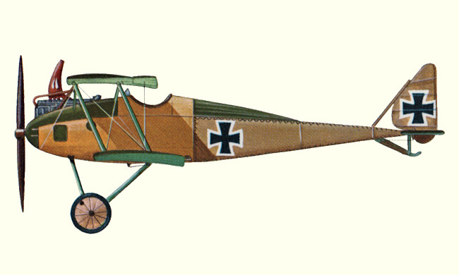 Vue d'un chasseur Halberstadt D.II (origine : Fighters 1914-1919 - Kenneth Munson)