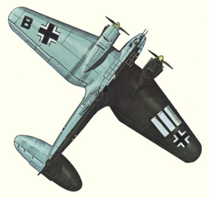 Plan d'un Heinkel He 111H-3 (origine : Bombers 1939-1945 - Kenneth Munson)