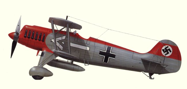 Vue d'un He 51B-1 (planche : Histoire de l'Aviation Militaire Bill Gunston)