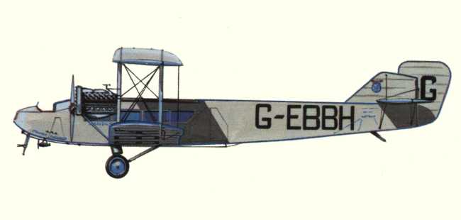 Vue d'un Handley Page W.8b (origine : Airliners between the wars 1919-1939 - Kenneth Munson)