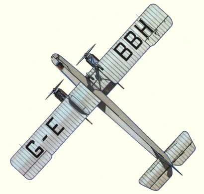 Plan d'un Handley Page W.8b (origine : Airliners between the wars 1919-1939 - Kenneth Munson)
