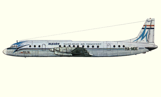 Vue d'un Il-18V (origine : Civil Airliners since 1946 - Kenneth Munson)