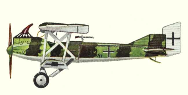 Vue d'un biplan Junkers J.I (origine : Bombers 1914-1919 - Kenneth Munson)