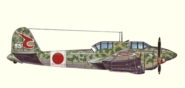 Vue d'un Ki-45-Kai-C (origine : Fighters 1939-1945 - Kenneth Munson)