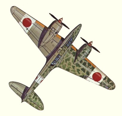 Plan d'un Ki-45-Kai-C (origine : Fighters 1939-1945 - Kenneth Munson)