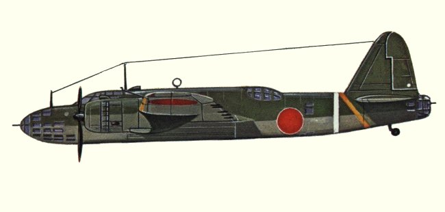 Vue d'un Ki-49-IIa Donryu (origine : Bombers 1939-1945 - Kenneth Munson)