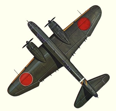 Plan d'un Ki-49-IIa Donryu (origine : Bombers 1939-1945 - Kenneth Munson)