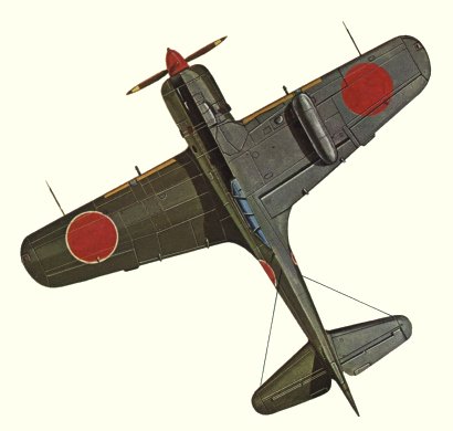 Plan d'un Ki-84-Ia (origine : Fighters 1939-1945 - Kenneth Munson)