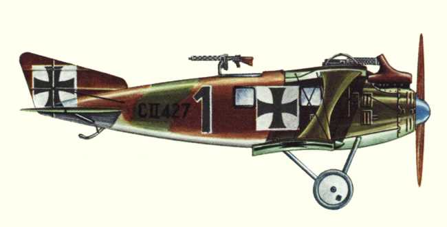 Vue d'un biplan L.F.G. Roland C.II (origine : Bombers 1914-1919 - Kenneth Munson)