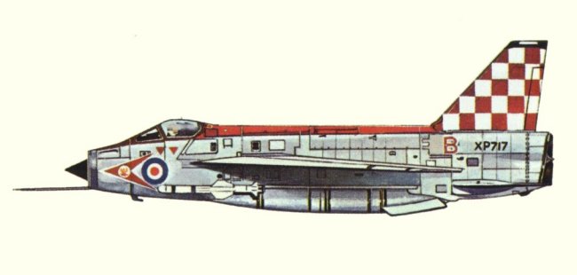 Vue d'un Lightning F.3 (origine : Fighters, encyclopaedia of world aircraft - Kenneth Munson)