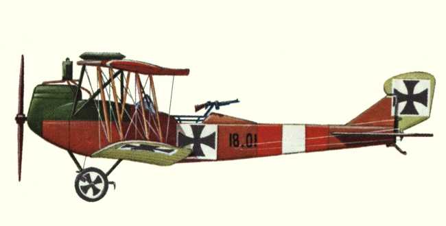 Vue d'un biplan de reconnaissance Lohner C.I (origine : Bombers 1914-1919 - Kenneth Munson)